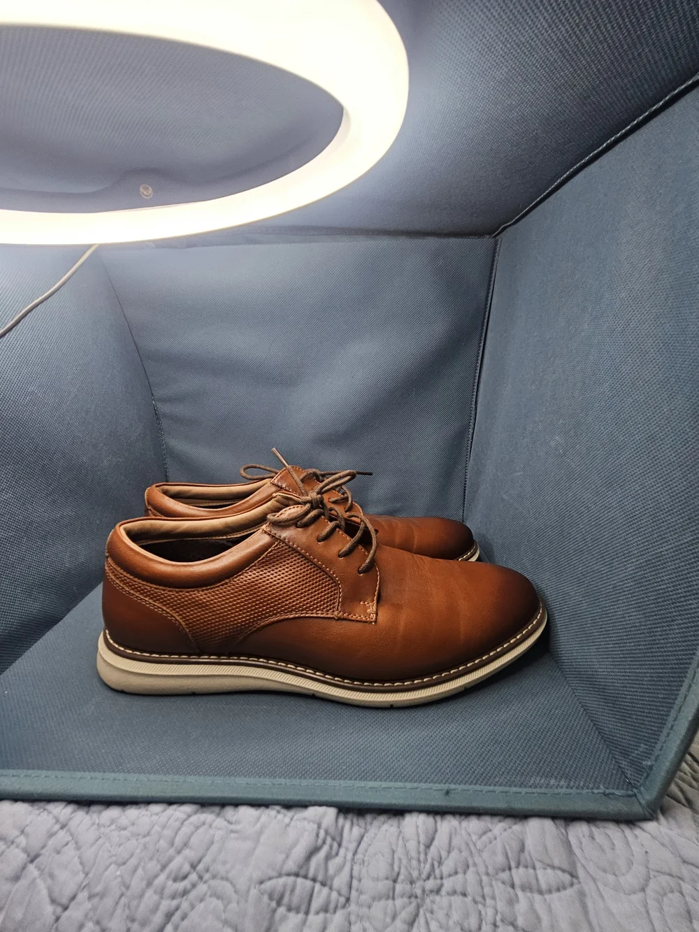 Nunn Bush Men's Tan Leather Lace-Up Dress Shoes